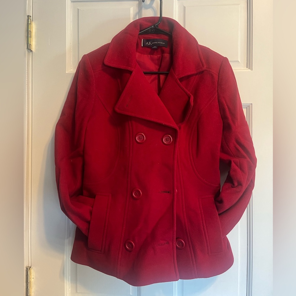 Anne Klein Vibrant Red Pea Coat